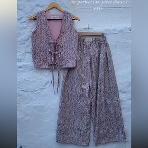 Pink and White Striped Two-Piece Set